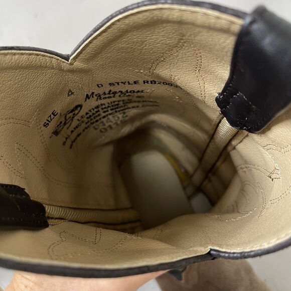 Masterson Boot Brown Black Leather Western Cowboy Boots Youth 4 D Style RB2003Y - Picture 12 of 15